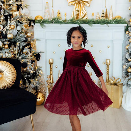 Cranberry Velvet Tutu Dress