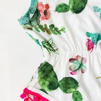 Cute Cactus Pom Pom Romper