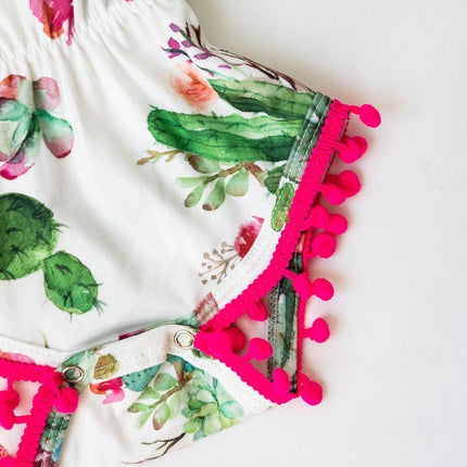 Cute Cactus Pom Pom Romper