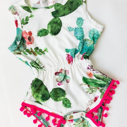 Cute Cactus Pom Pom Romper