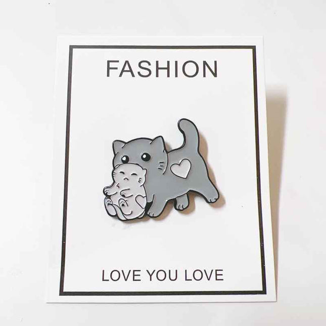 Mama Cat Carrying Kitten Enamel Pin – Cute Cat Lover Gift