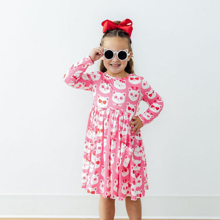 Cutie Cat L/S Pocket Twirl Dress
