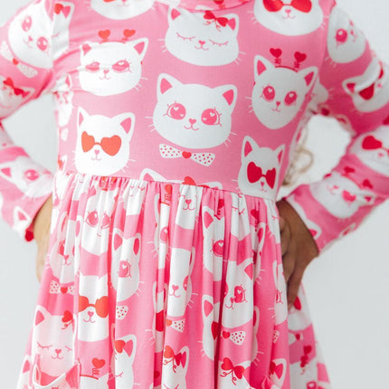 Cutie Cat L/S Pocket Twirl Dress