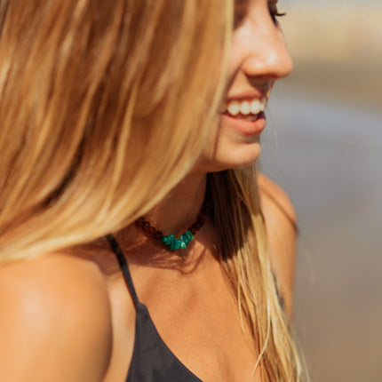 Raw Cognac Baltic Amber + Raw Amazonite || Necklace