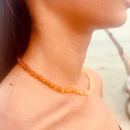 Raw Baltic Amber + Sunflower || Necklace ||