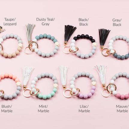 Silicone Color Block Key Ring Bracelet