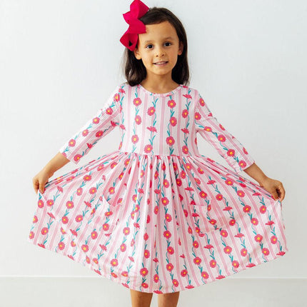 Daisy Chain 3/4 Sleeve Pocket Twirl Dress