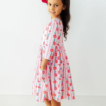 Daisy Chain 3/4 Sleeve Pocket Twirl Dress