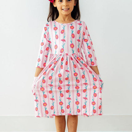 Daisy Chain 3/4 Sleeve Pocket Twirl Dress