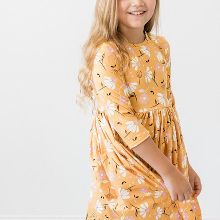 Dandelions in Fall 3/4 Sleeve Pocket Twirl Dress