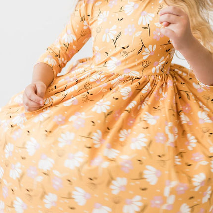 Dandelions in Fall 3/4 Sleeve Pocket Twirl Dress