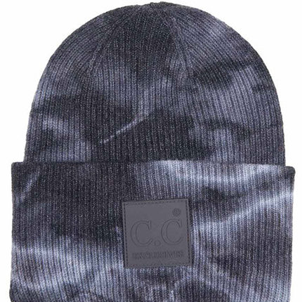 C.C Women's Tie Dye Beanie Hats With Rubber Patch