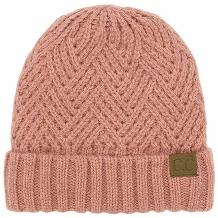 C.C Criss Cross Pattern Cuff Beanie Hats