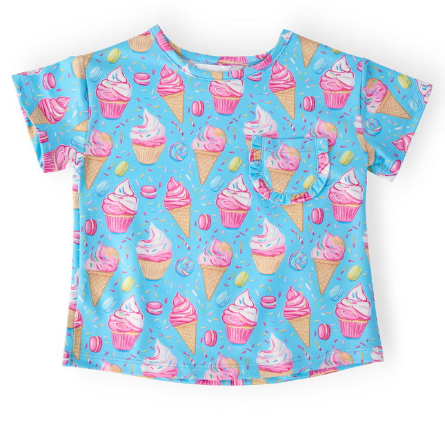 Delightful Desserts Ruffle Pocket Tee - Dashing Nova