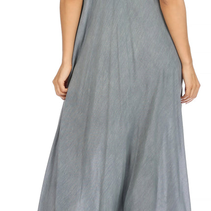 Sakkas Egan Women's Long Embroidered Caftan Dress / Cover Up With Embroidered Cap Sleeves