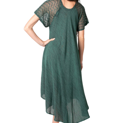 Sakkas Egan Women's Long Embroidered Caftan Dress / Cover Up With Embroidered Cap Sleeves