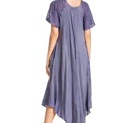 Sakkas Egan Women's Long Embroidered Caftan Dress / Cover Up With Embroidered Cap Sleeves