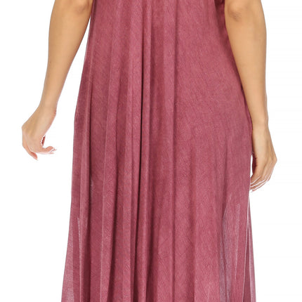 Sakkas Egan Women's Long Embroidered Caftan Dress / Cover Up With Embroidered Cap Sleeves