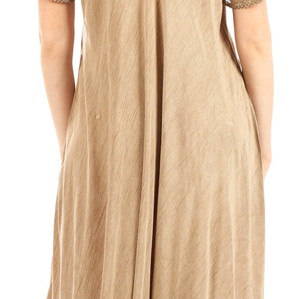 Sakkas Egan Women's Long Embroidered Caftan Dress / Cover Up With Embroidered Cap Sleeves