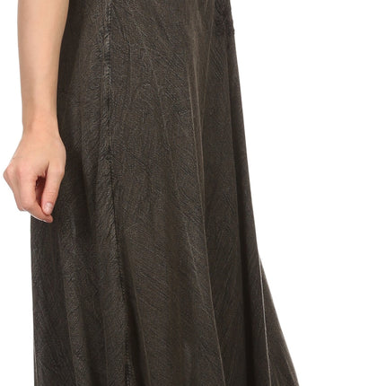 Sakkas Egan Women's Long Embroidered Caftan Dress / Cover Up With Embroidered Cap Sleeves