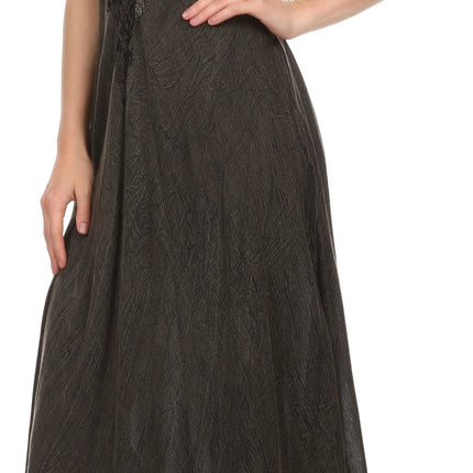 Sakkas Egan Women's Long Embroidered Caftan Dress / Cover Up With Embroidered Cap Sleeves