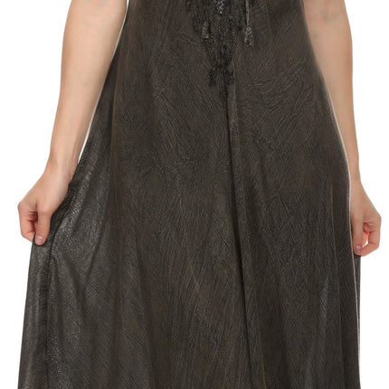 Sakkas Egan Women's Long Embroidered Caftan Dress / Cover Up With Embroidered Cap Sleeves
