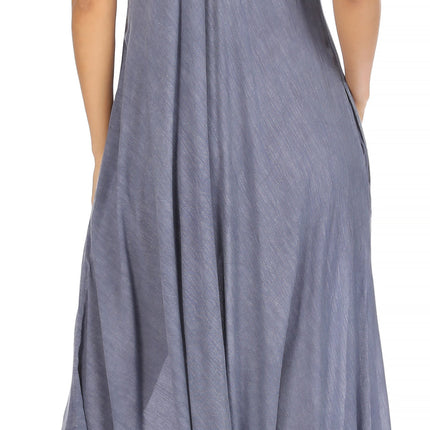 Sakkas Egan Women's Long Embroidered Caftan Dress / Cover Up With Embroidered Cap Sleeves