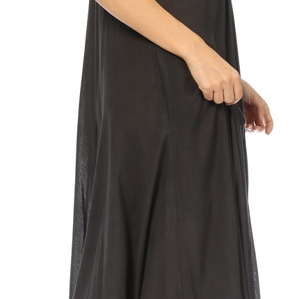 Sakkas Egan Women's Long Embroidered Caftan Dress / Cover Up With Embroidered Cap Sleeves
