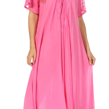 Sakkas Egan Women's Long Embroidered Caftan Dress / Cover Up With Embroidered Cap Sleeves