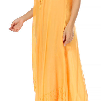 Sakkas Egan Women's Long Embroidered Caftan Dress / Cover Up With Embroidered Cap Sleeves