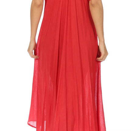 Sakkas Egan Women's Long Embroidered Caftan Dress / Cover Up With Embroidered Cap Sleeves