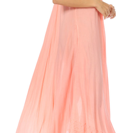 Sakkas Egan Women's Long Embroidered Caftan Dress / Cover Up With Embroidered Cap Sleeves