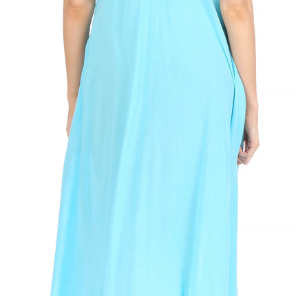 Sakkas Egan Women's Long Embroidered Caftan Dress / Cover Up With Embroidered Cap Sleeves