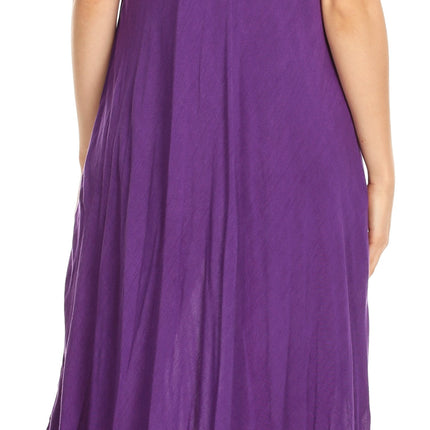 Sakkas Egan Women's Long Embroidered Caftan Dress / Cover Up With Embroidered Cap Sleeves