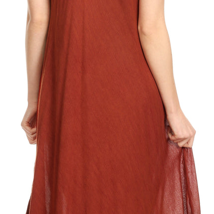 Sakkas Egan Women's Long Embroidered Caftan Dress / Cover Up With Embroidered Cap Sleeves