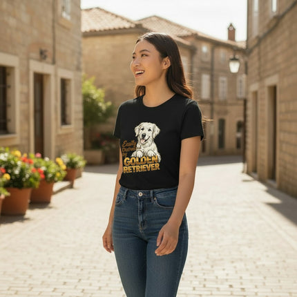 Easily Distracted By Golden Retriever Women Graphic T-Shirt Cotton Pet Lover Casual Top - Shaketea