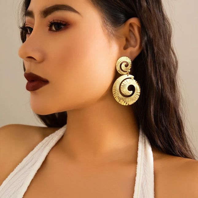 Exaggerated Big Hollowed Out Round Pendant Earrings for Women Trendy Large Drop Earrings 2025 Fashion Jewelry Accessories Female - Dashing Nova