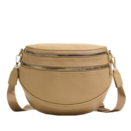 Sabrina Double Zip Leather Crescent Sling