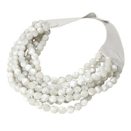 Women's Chunky Multi-Strand Beaded Statement Necklace with Magnetic Clasp