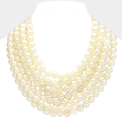Women's Chunky Multi-Strand Beaded Statement Necklace with Magnetic Clasp