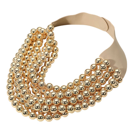 Women's Chunky Multi-Strand Beaded Statement Necklace with Magnetic Clasp