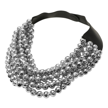 Women's Chunky Multi-Strand Beaded Statement Necklace with Magnetic Clasp