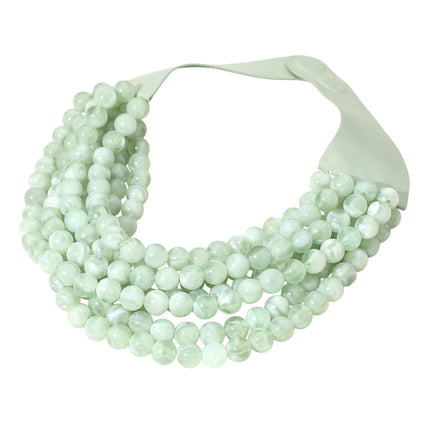 Women's Chunky Multi-Strand Beaded Statement Necklace with Magnetic Clasp