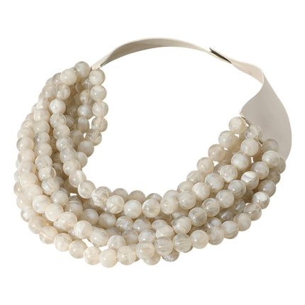 Women's Chunky Multi-Strand Beaded Statement Necklace with Magnetic Clasp