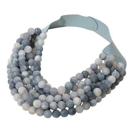 Women's Chunky Multi-Strand Beaded Statement Necklace with Magnetic Clasp
