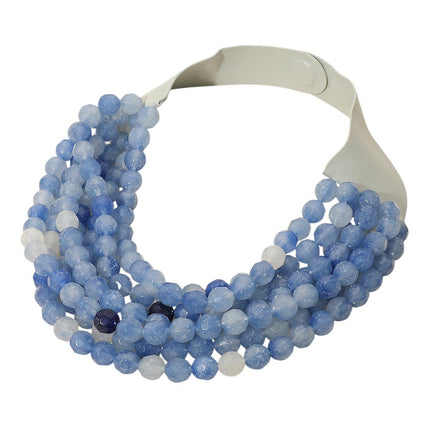 Women's Chunky Multi-Strand Beaded Statement Necklace with Magnetic Clasp