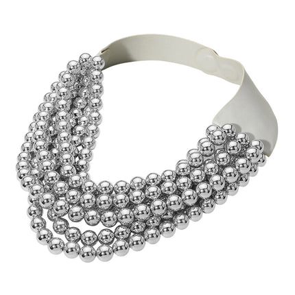 Women's Chunky Multi-Strand Beaded Statement Necklace with Magnetic Clasp