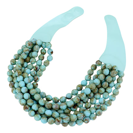 Women's Chunky Multi-Strand Beaded Statement Necklace with Magnetic Clasp