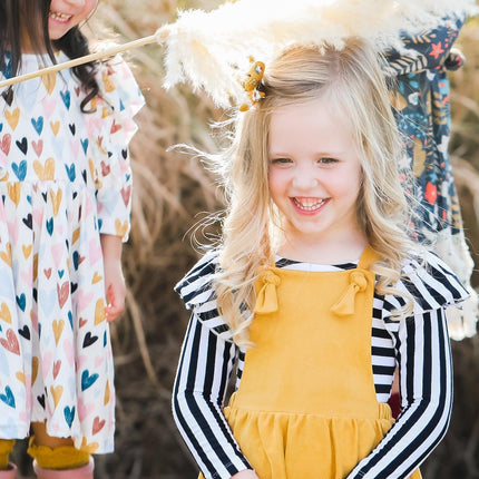 Mustard Faux Suede Pinafore