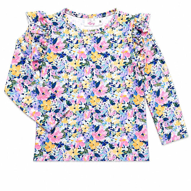 Fall Floral L/S Ruffle Tee - Dashing Nova